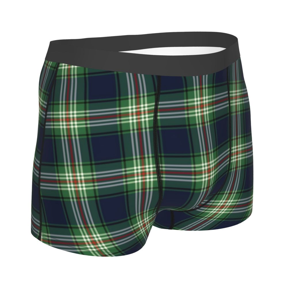 Black Watch Tartan Boxer Shorts for Men in Lycra and Polyester