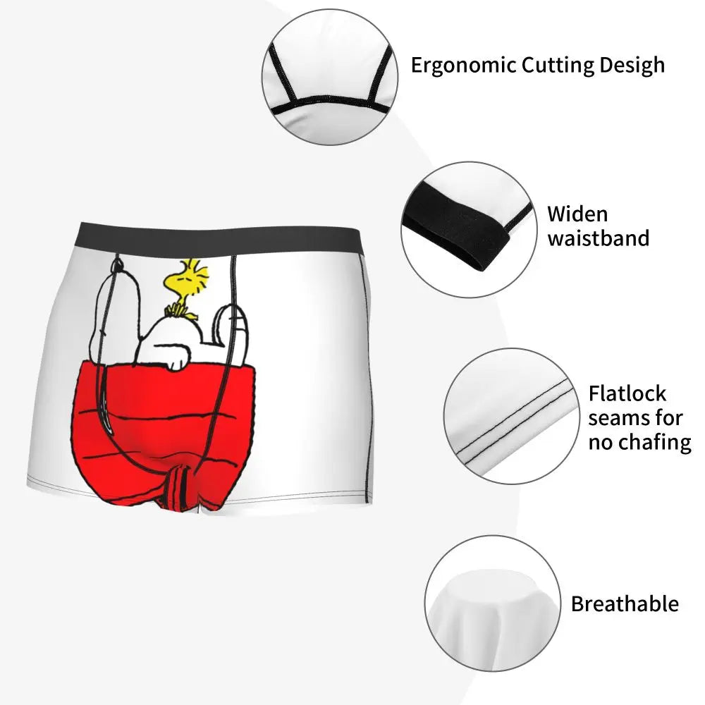Snoopy Boxer Briefs for Men - Giggle Print Polyester Blend