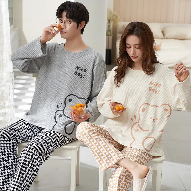 Cotton Korean Men Pajama Set Sleepwear