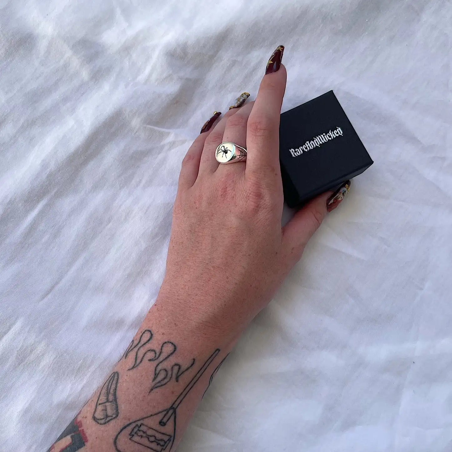 Silver Plated Unisex Ring Spider Gothic Accessory