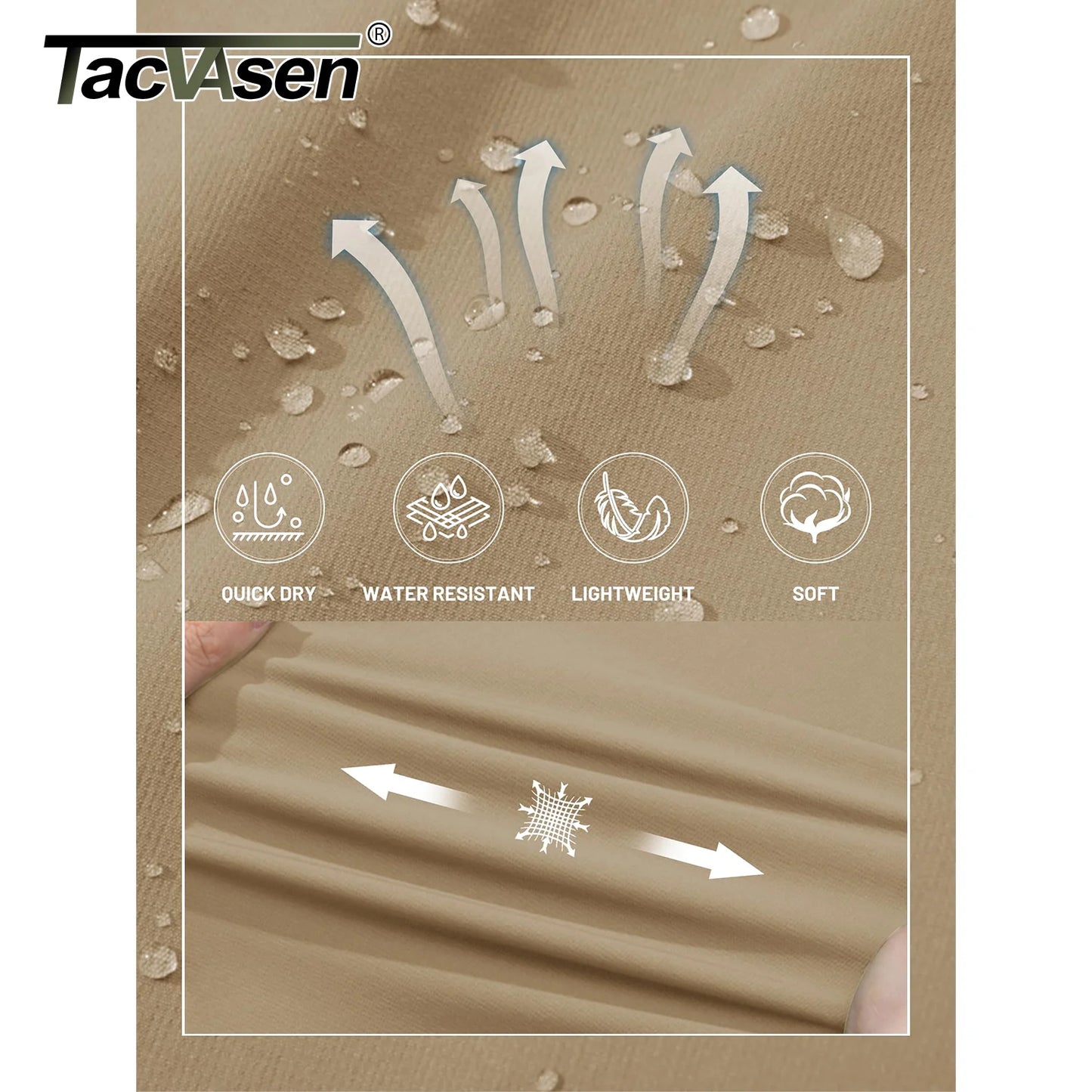 TACVASEN 5 Zipper Pockets Summer Quick Dry Cargo Shorts Mens Fishing Shorts Stretch Outdoor Hiking Nylon Work Shorts Lightweight