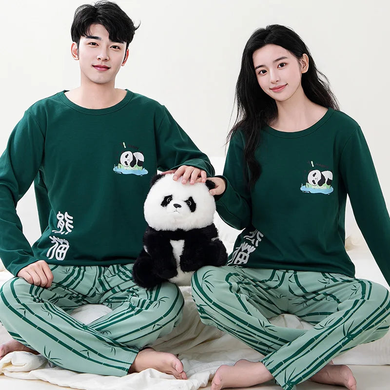 Spring Couples Sleepwear for Women Man Cotton pajama sets Sleep Tops Trousers Home clothes pijama conjuntos de pijama hombre