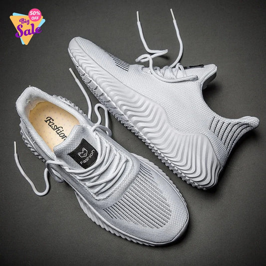 Men's White Casual Sneakers for Gym and Walking
