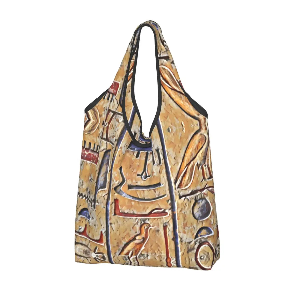 Egyptian Eye Of Horus Grocery Shopping Bags Custom Shopper Tote Shoulder Bag Portable Ancient Egypt Hieroglyphics Handbag