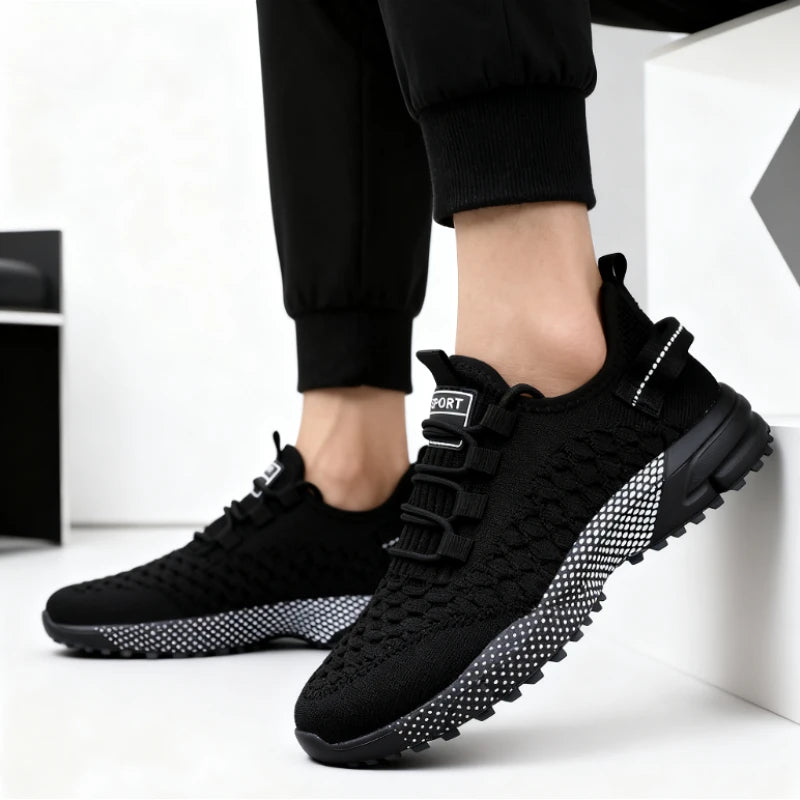 Men's Yellow Knit Sport Sneakers Lightweight Mesh Casual Shoes