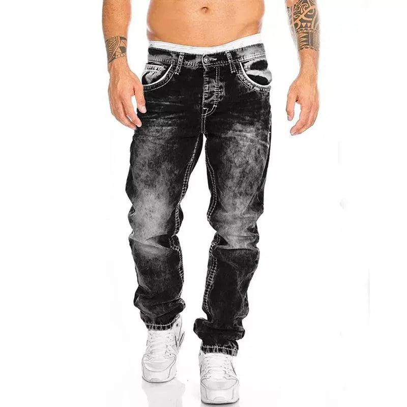 Men's Casual Denim Baggy Jeans in Black and Blue