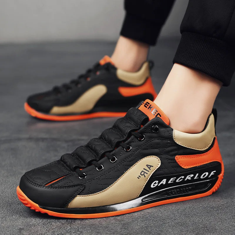Men Casual Lace-Up Sneakers with Thick Sole and Breathable Mesh