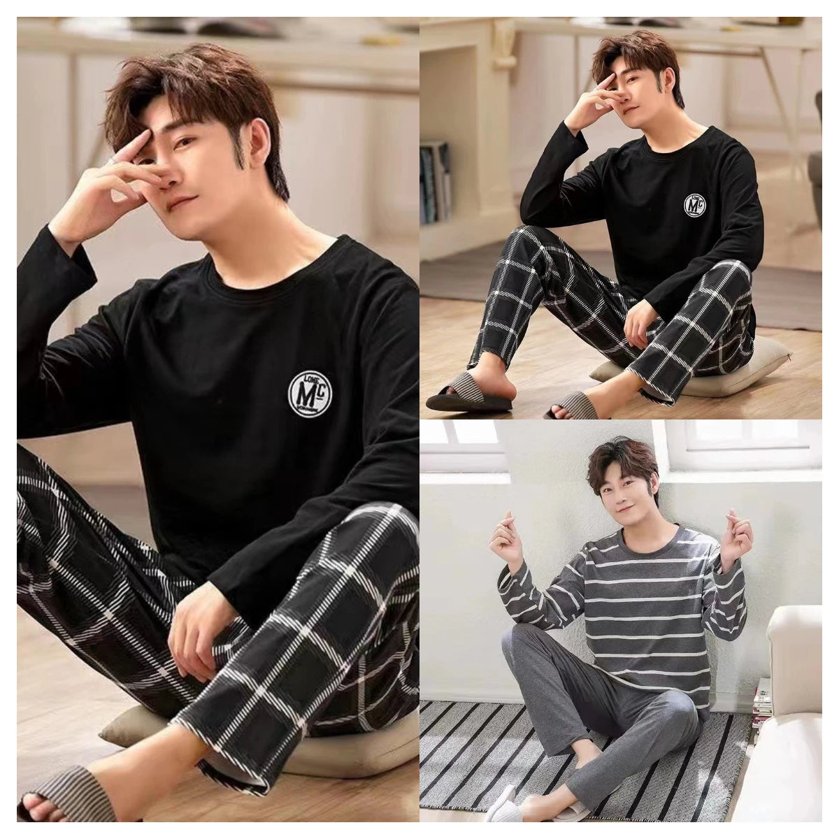 Men's Striped Long-Sleeved Pyjama Set W415
