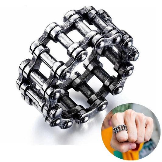 Vintage Gothic Bicycle Style Chain Rings for Men Creative Chain