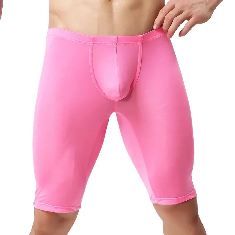 Men's Long Boxer Shorts U Convex Pouch in Various Colors