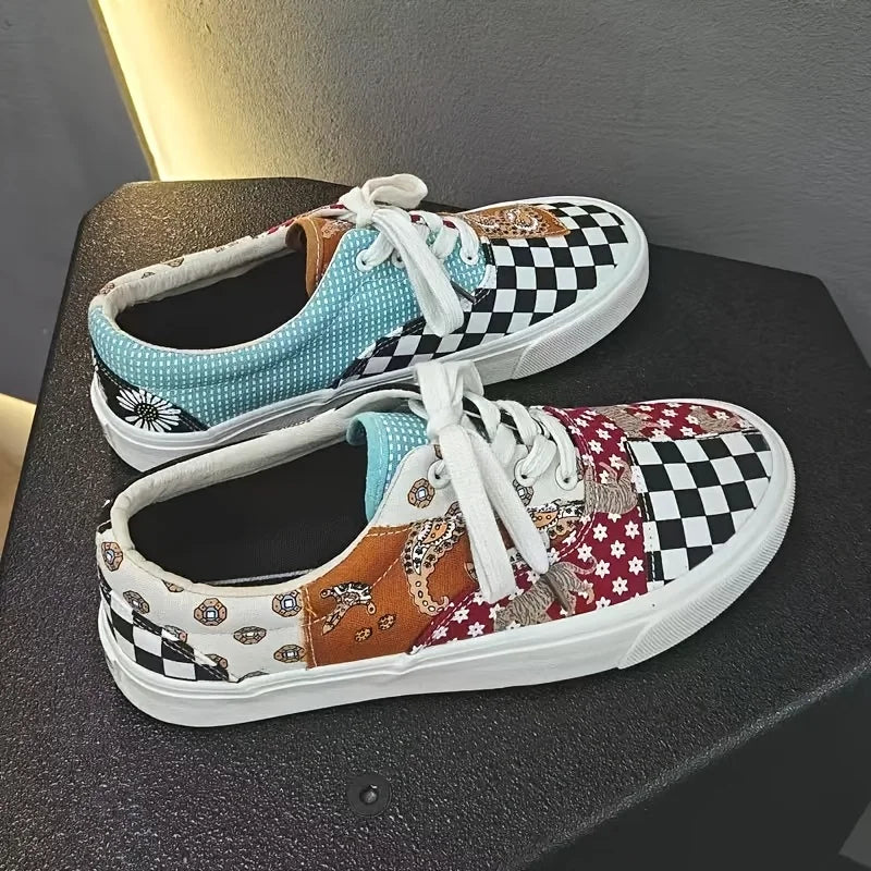 Men's Casual Lace-Up Shoes in Canvas for Spring and Autumn