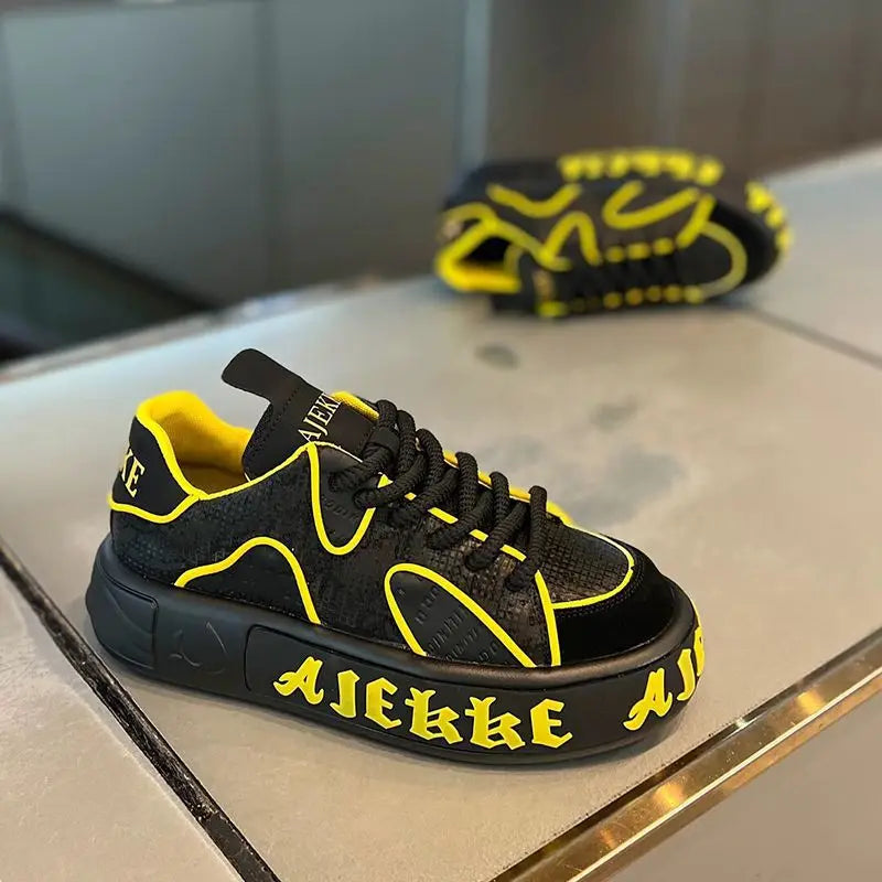 Men's Casual Sports Shoes with Thick Sole and Breathable Design