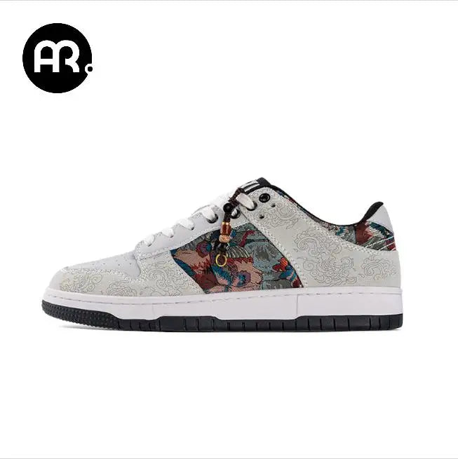 Mr.A Brand Personalized Embroidered Trendy Shoes Creative Casual Sports Men's Shoes Versatile Lace-Up High-Quality Men's Casual Shoes
