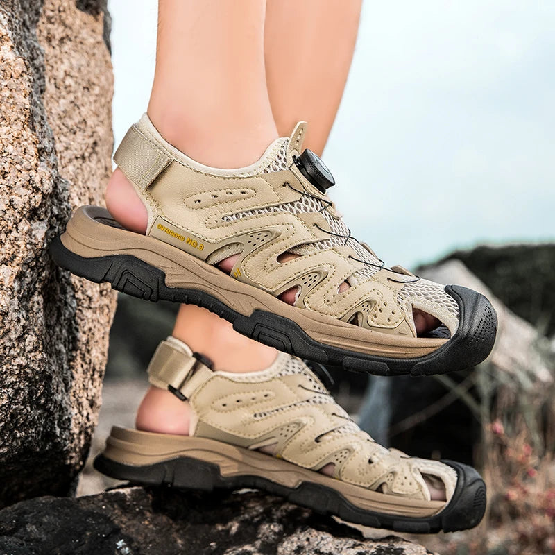 Summer Men Sandals Genuine Leather Mens Casual Shoes Outdoor Men Leather Sandals for Men Beach Shoes Roman mens Shoes