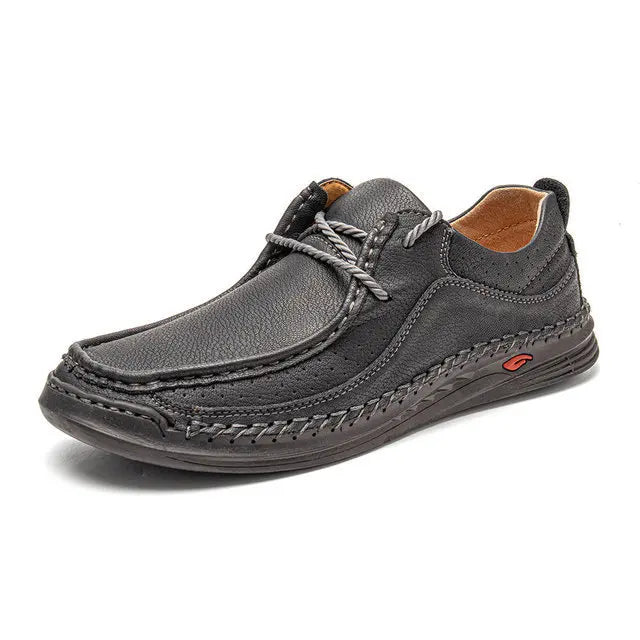 Men's Handmade Leather Casual Sneakers with Comfort Design