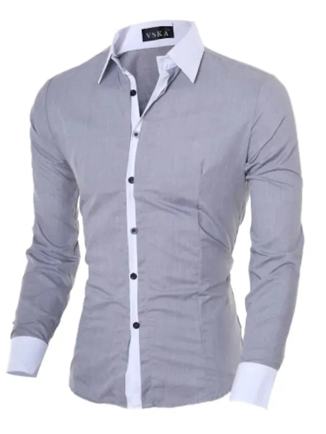Men's Patchwork Dress Shirt for Business and Casual Wear