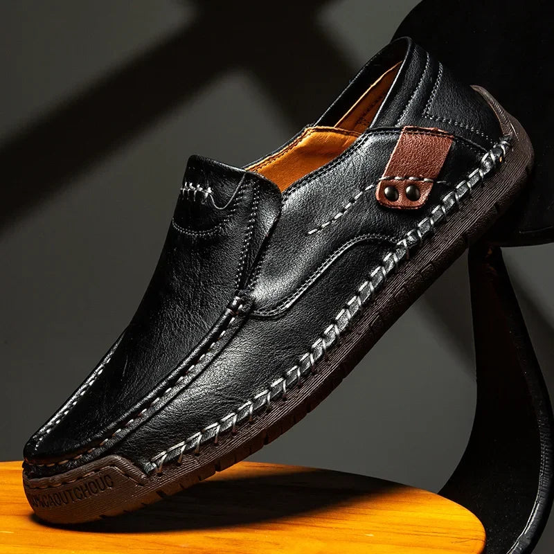 Genuine Leather Mens Loafers Slip-On Casual Shoes
