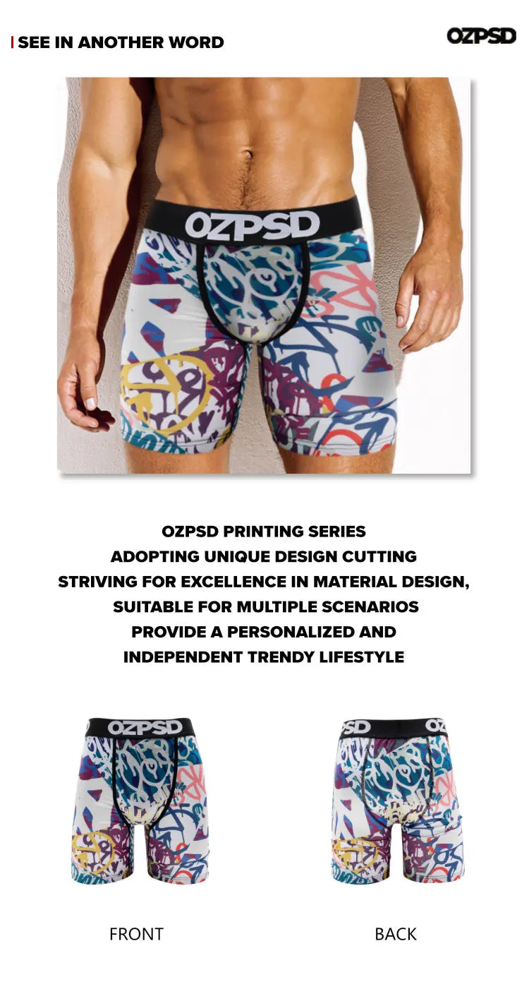 OZPSD Brand 1Pcs Men Underwear Boxers Breathable Swimming Sexy Man Underpants S-2XL Men's