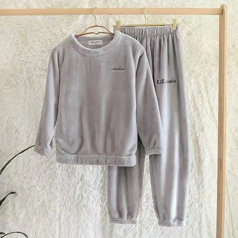 2026 Men's Sleepwear Warm Coral Velvet and Thick Velvet Autumn and Winter Warmth and Leisure Loose Flannel Home Clothes for Men