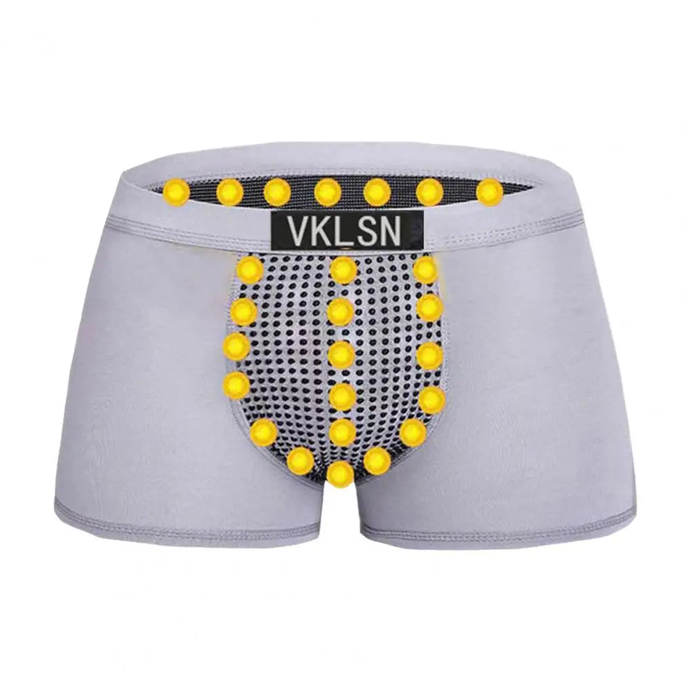 Men Boxers Sweat Absorption U Convex Magnetic Physiological Underwear Massage Solid Color Plus Size Men Underpants Inner Wear