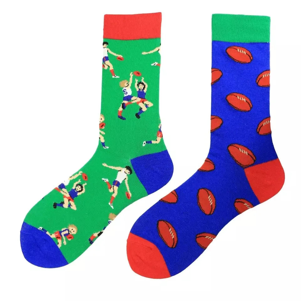 Men's Harajuku socks with print Funny AB asymmetric fashion colorful skateboard socks Happy Business Socks