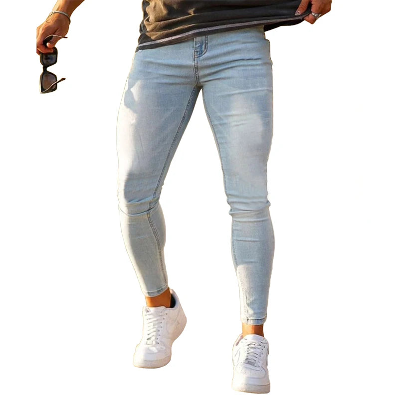 Mens Skinny Brushed Jeans Casual Trousers for Men
