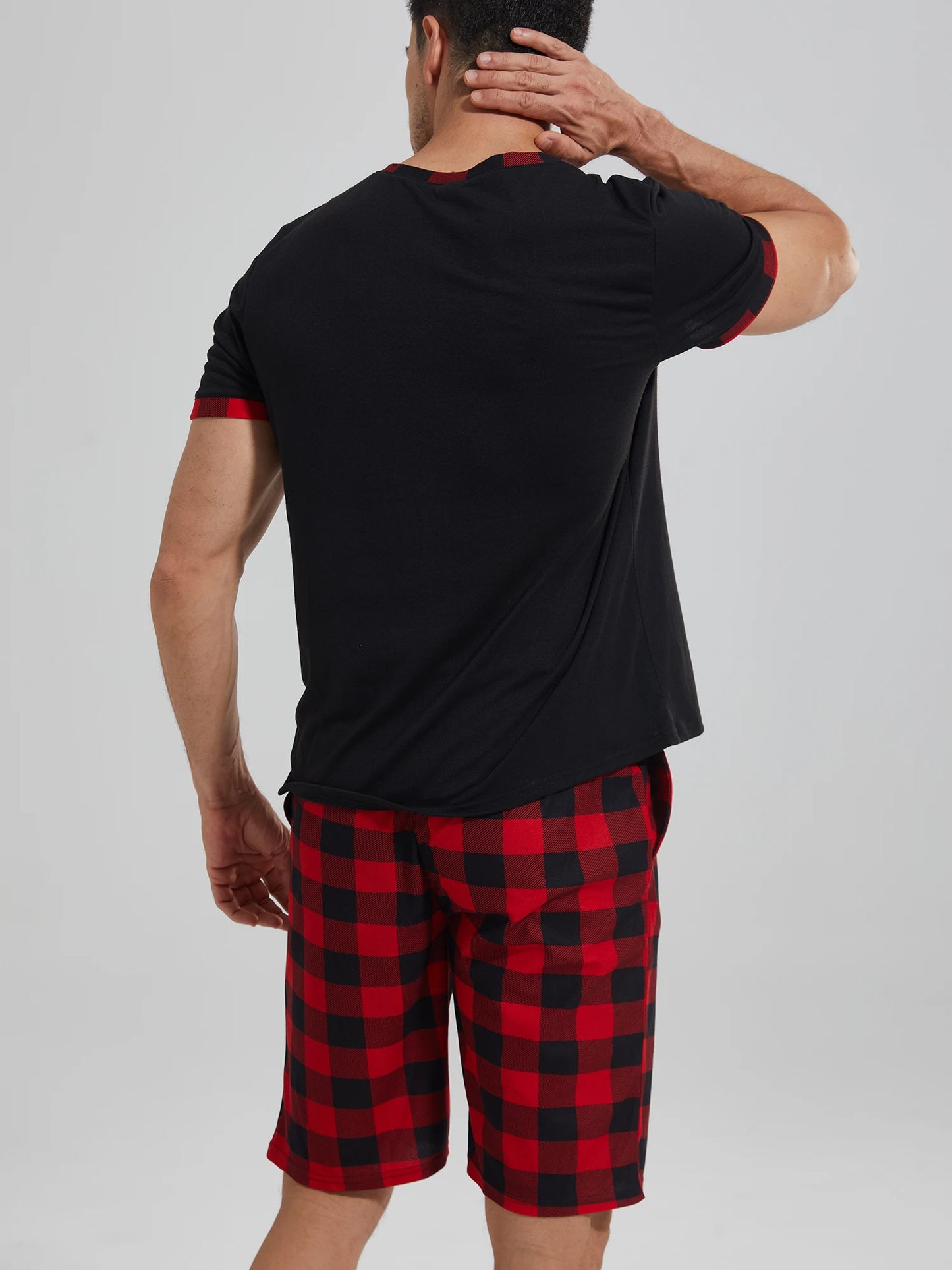 Men's Plaid Short Sleeve Pajama Set