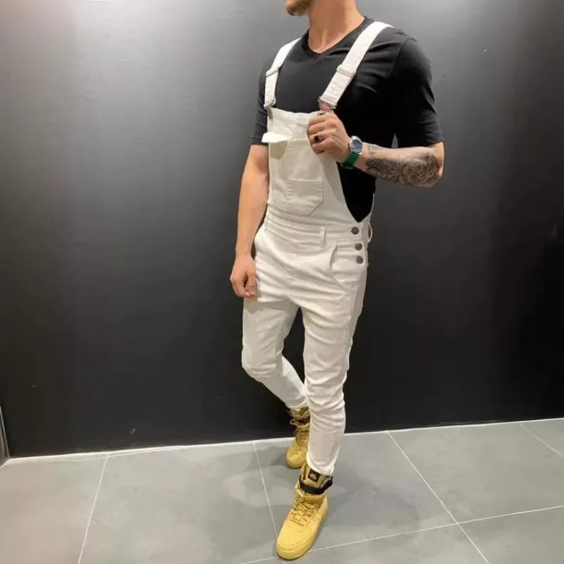 Men's Denim Overalls in Slim Fit for Casual Wear