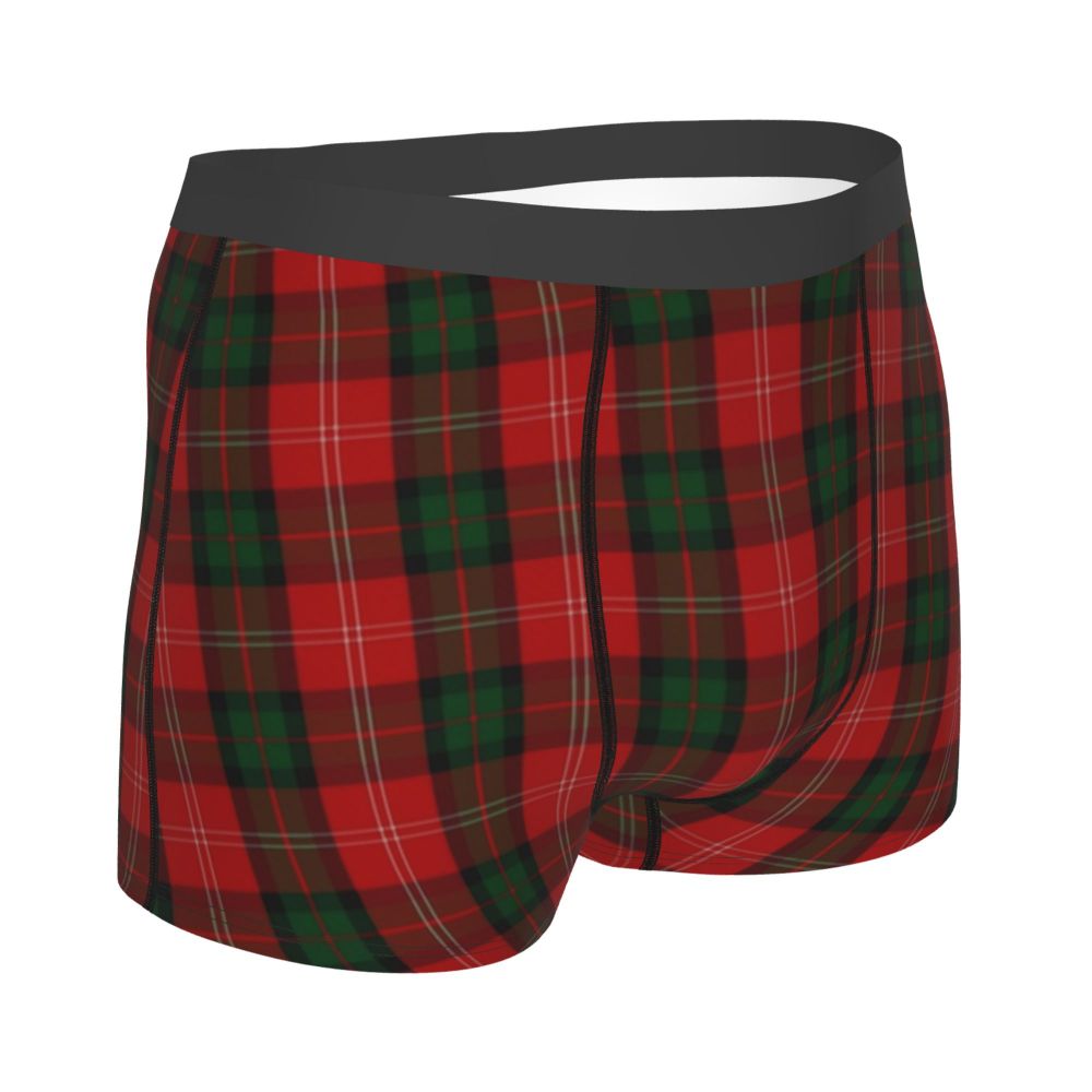 Black Watch Tartan Boxer Shorts for Men in Lycra and Polyester