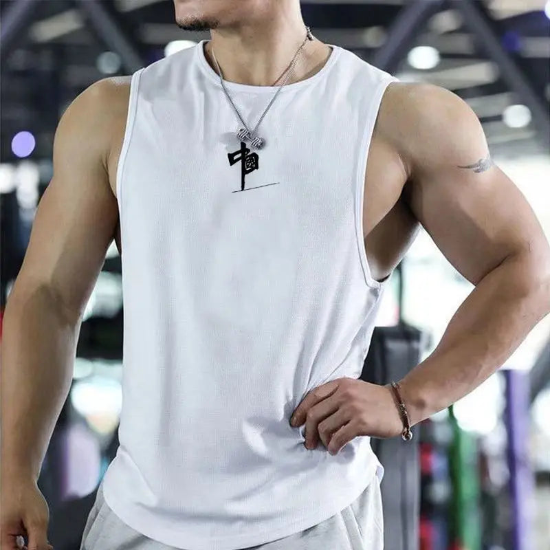 Mens fitness gyms Tank top Summer Men's Trendy Brand Running Training Quick Dry Sports Sleeveless Vest Basketball T-Shirt Vest