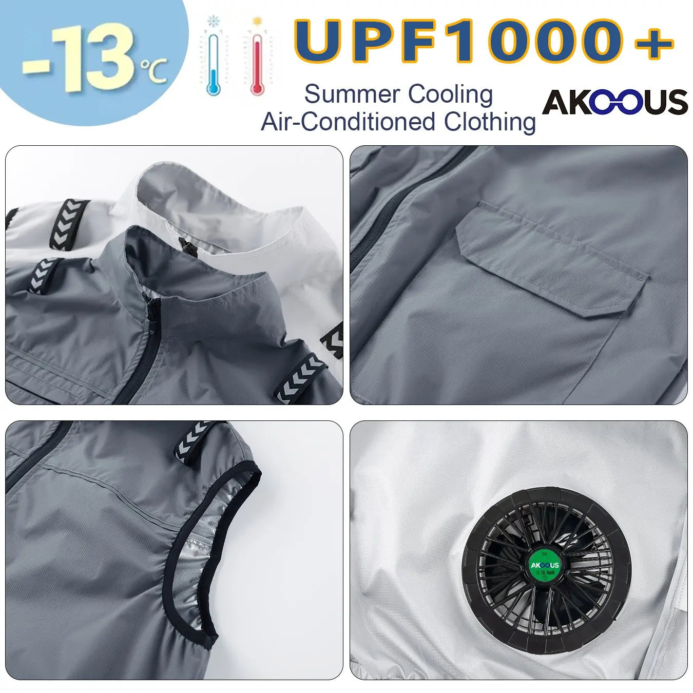 Hooded Cooling Vest USB Charging 5V 12V Polyester