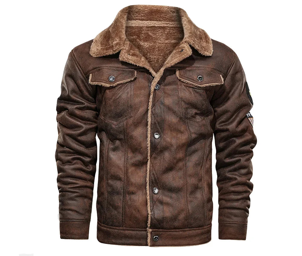 Men Bomber Jacket Motorcycle Casual Thick Fleece Army Tactical Coat 4XL