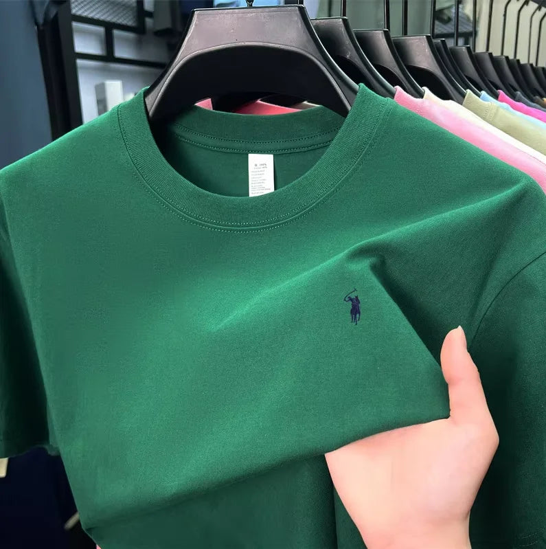 Men's T-shirt, cotton round neck short sleeve, summer item, exquisite ponytail print breathable top T-shirt