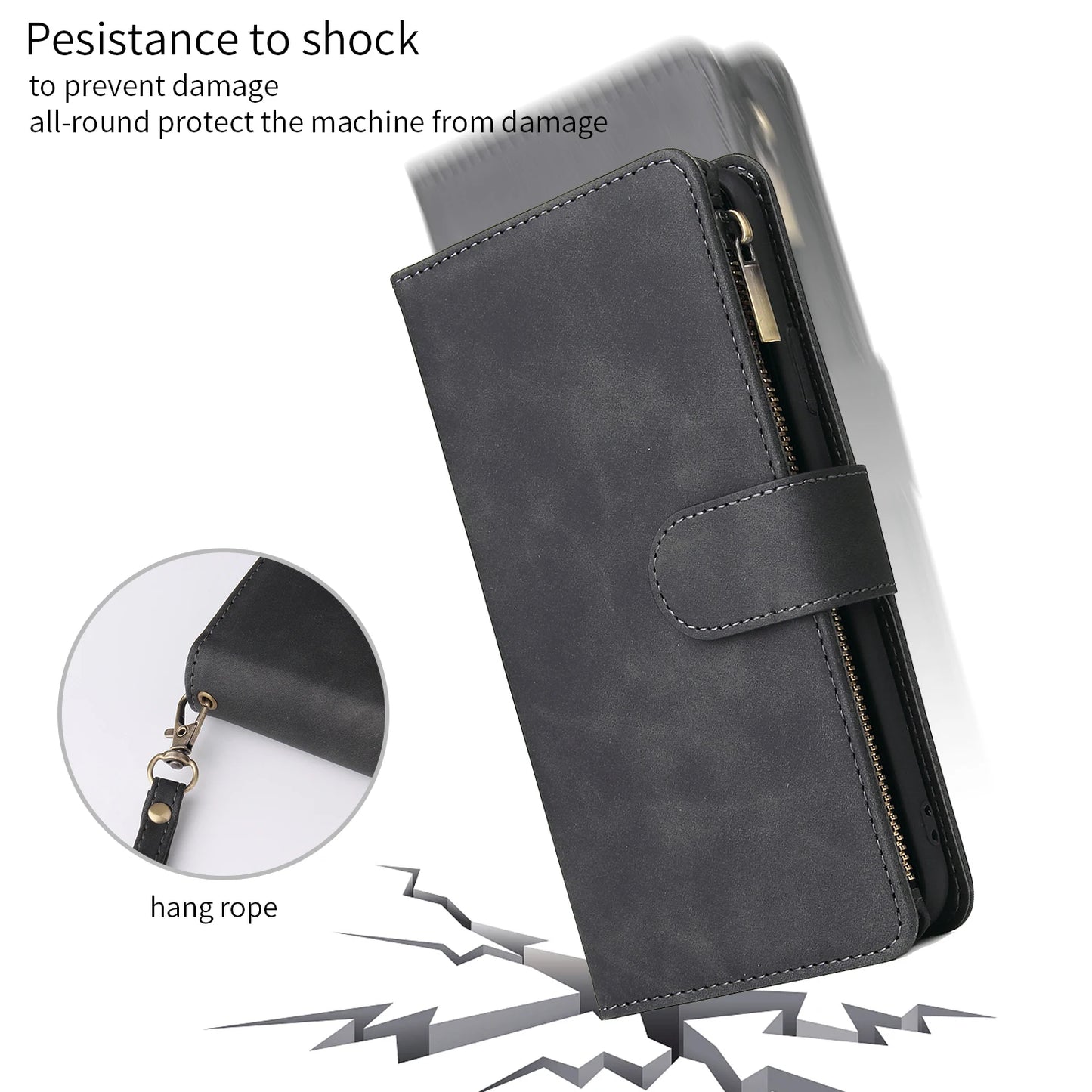 Premium Leather Wallet Case For iPhone 16 15 14 13 12 11 17 Pro Max Plus Magnetic Flip Cover