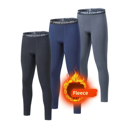 Winter Men Thermal Underwear Man Fleece Leggings Tights Thermo Compression Pants