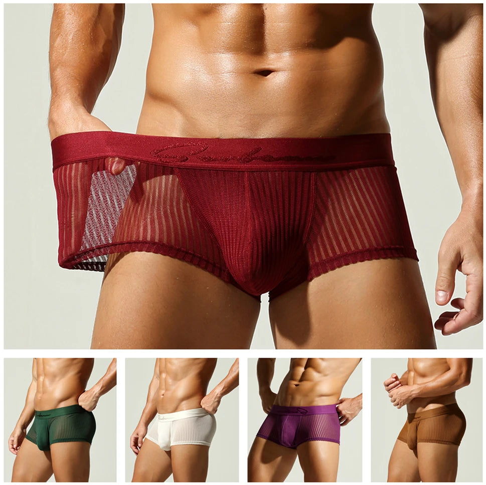 Men's Solid Color Boxer Shorts Comfortable Breathable Underwear