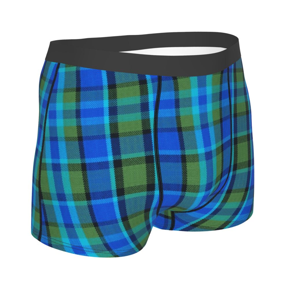 Black Watch Tartan Boxer Shorts for Men in Lycra and Polyester
