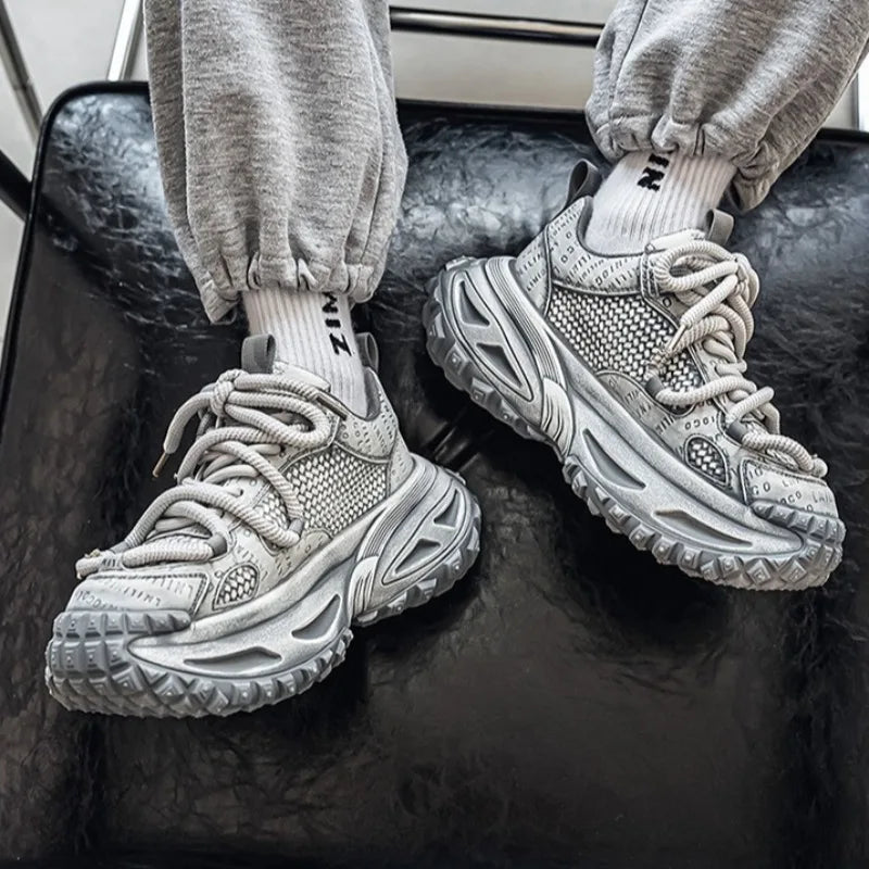 Men's Breathable Mesh Platform Sneakers for Casual Wear