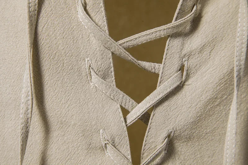 NONE 2026 + Men's Casual Blouse Cotton Linen Shirt Top