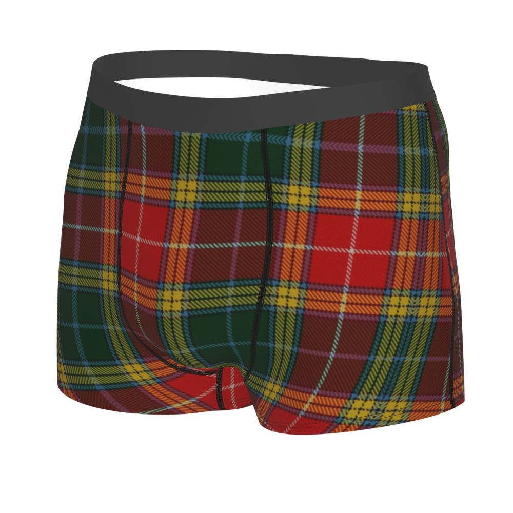 Black Watch Tartan Boxer Shorts for Men in Lycra and Polyester