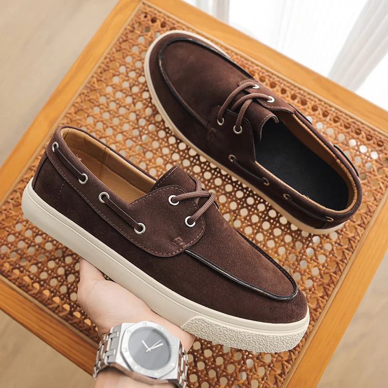 Men's Casual Slip-On Shoes in Handmade Suede Leather