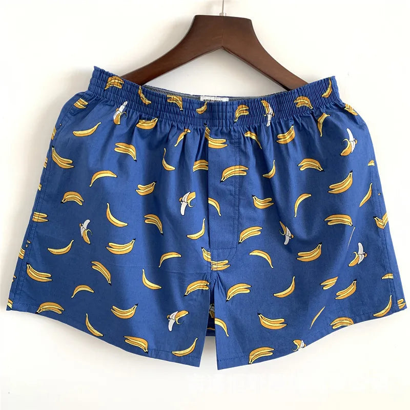 Home Pajama Shorts Mens Sleepwear Loose Elastic Sleep Bottoms Cotton Comfortable Breathable Boxers Casual Male Print Underpants