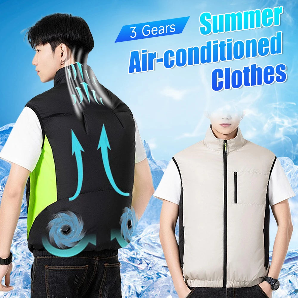 Cooling Fan Vest for Men Breathable Polyester Workwear