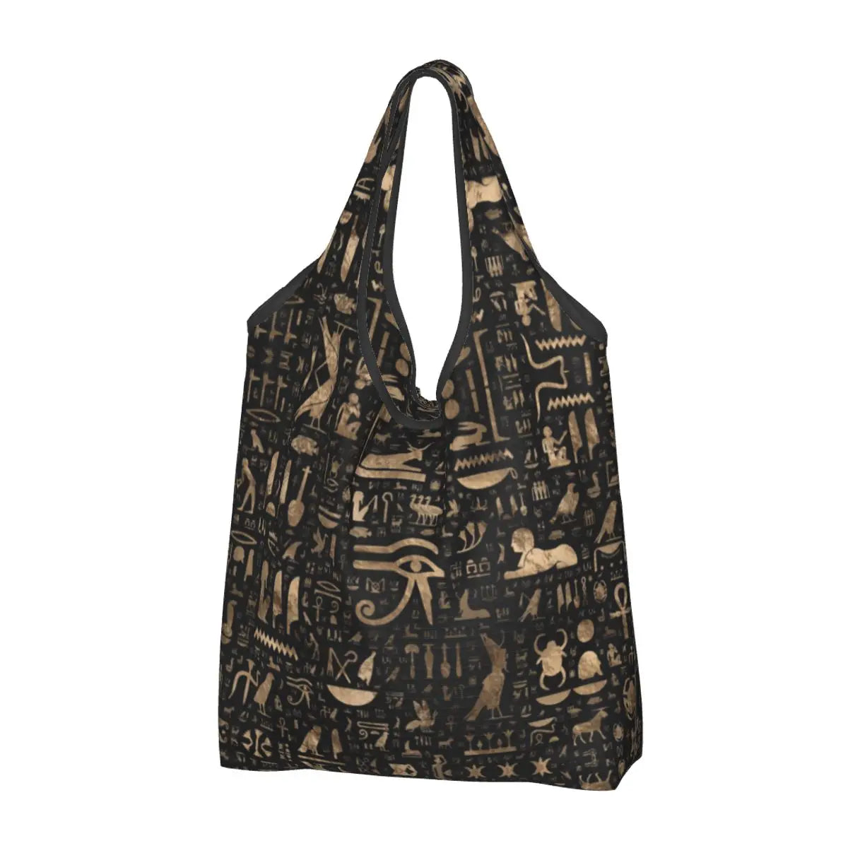 Egyptian Eye Of Horus Grocery Shopping Bags Custom Shopper Tote Shoulder Bag Portable Ancient Egypt Hieroglyphics Handbag