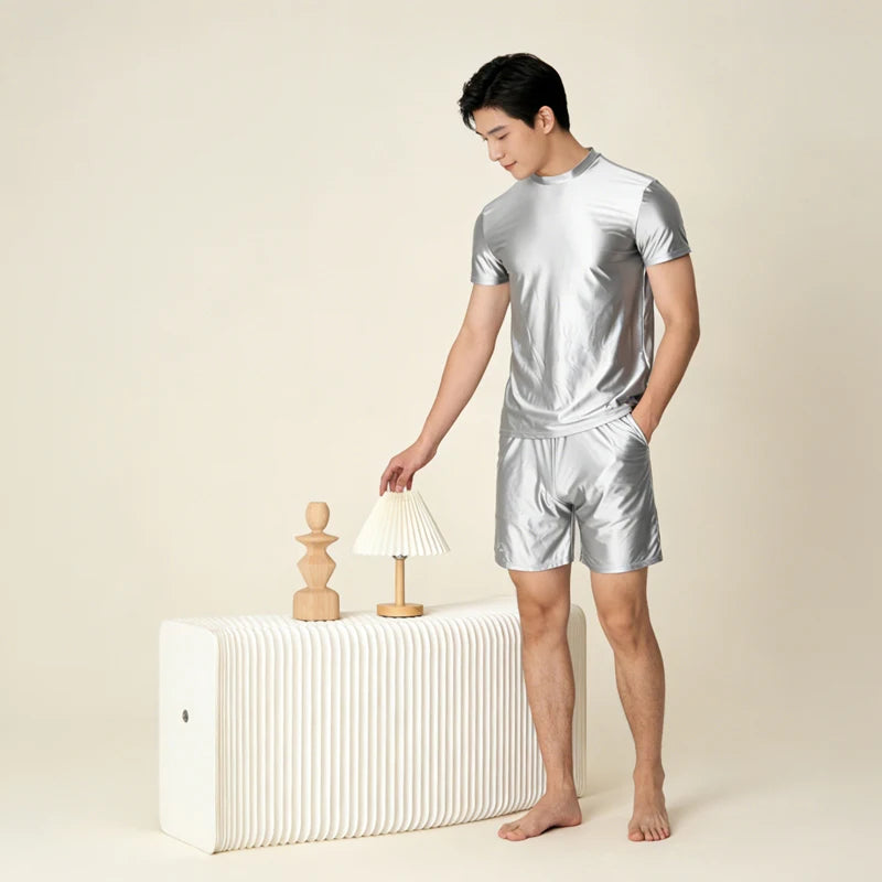 Men's Ice Silk Loungewear Set - Cool, Breathable, Comfortable & Wearable Outside