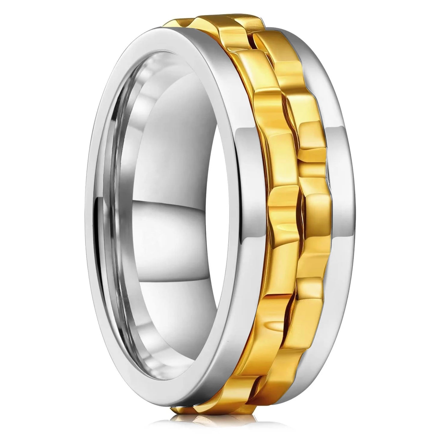 Carofeez Rotating Anxiety Ring Titanium Steel Chain Spinner Rings For Men