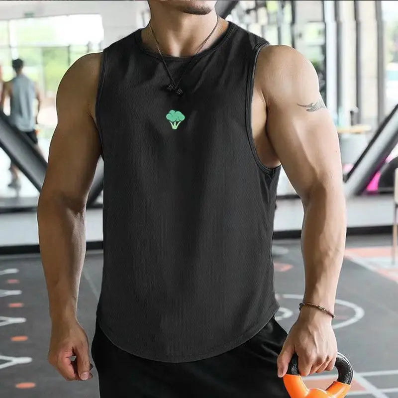 Mens fitness gyms Tank top Summer Men's Trendy Brand Running Training Quick Dry Sports Sleeveless Vest Basketball T-Shirt Vest