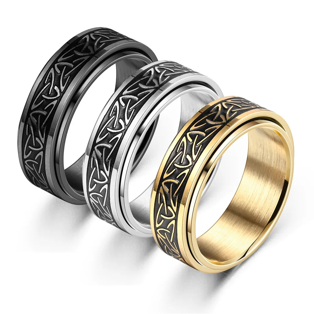 Heliakos + Tyranax Viking Celtic Knot Rune Rings For Man or Woman