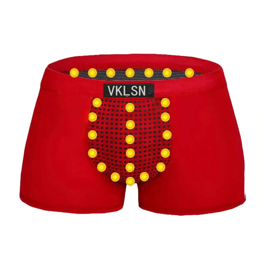 Men Boxers Sweat Absorption U Convex Magnetic Physiological Underwear Massage Solid Color Plus Size Men Underpants Inner Wear