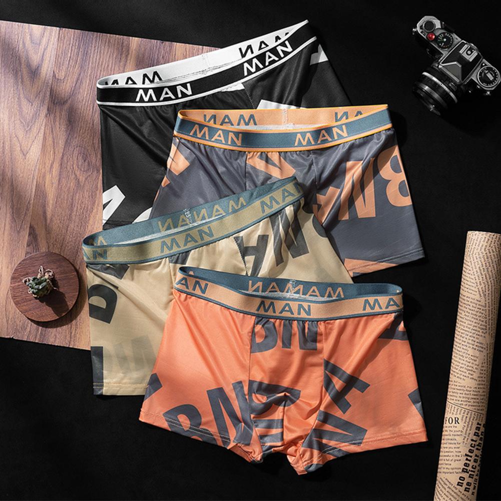Men's Plus Size Letter Printed Boxer Shorts